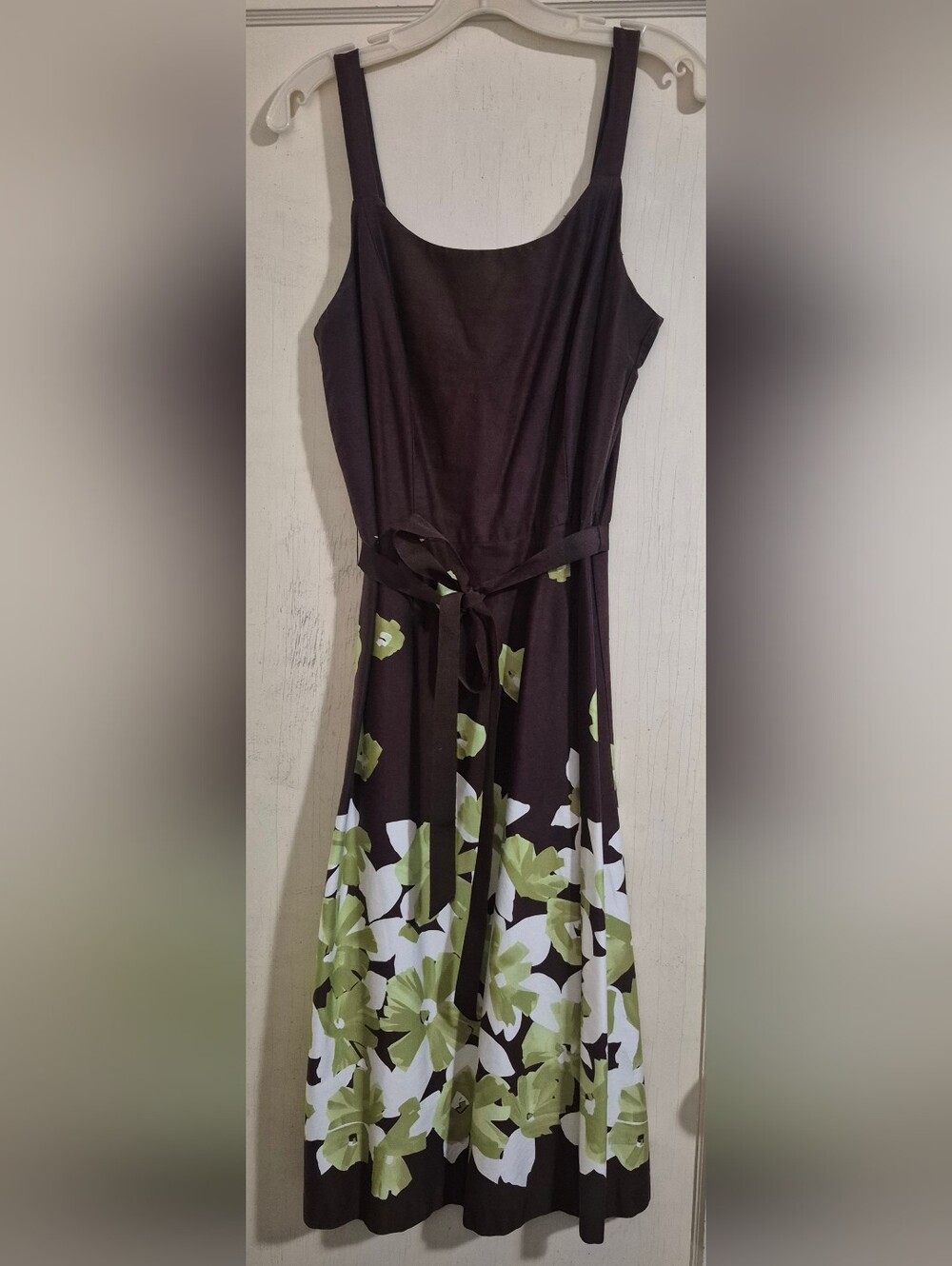 Studio I Midi Dress Womens 12 Fit & Flare Chocolate Brown Floral